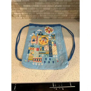 Disney World Small‎ World Embroidered Drawstring Backpack Canvas Travel 117